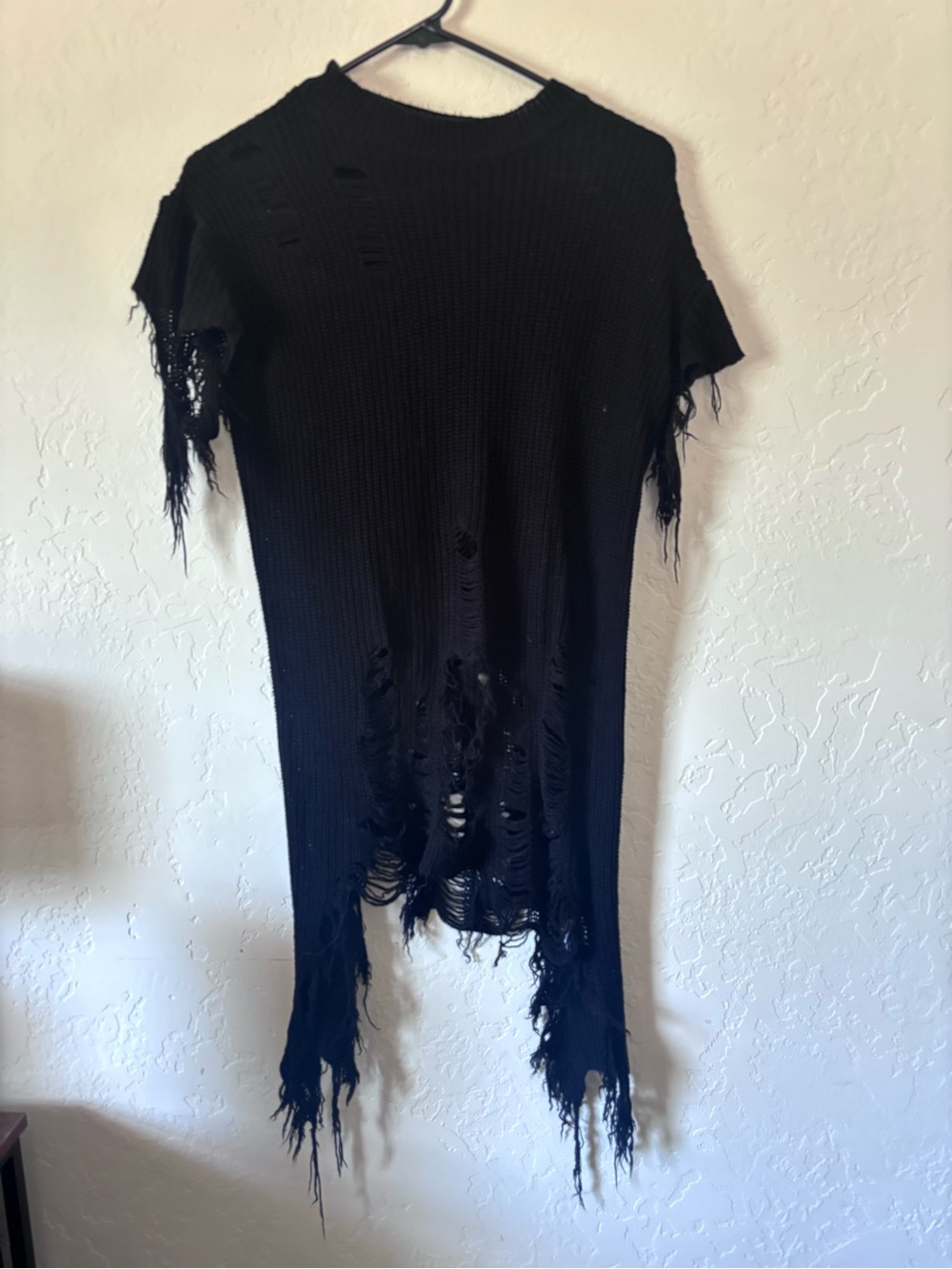 Distressed Black Long Sleeve Tee